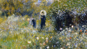 Renoir - Femme avec parasol dans un jardin